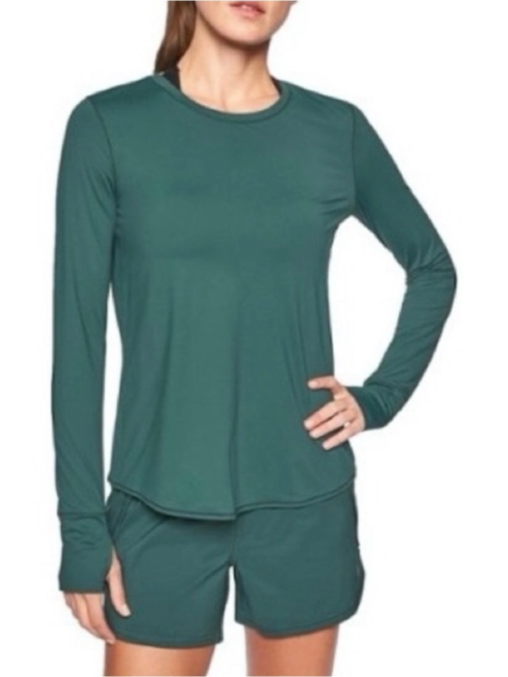 Athleta Dark Teal Performance Crewneck Top